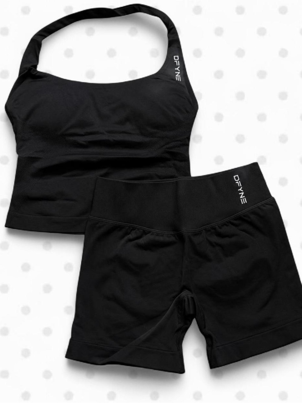 DFYNE black impact halter top and shorts set